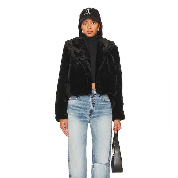 Blank NYC Faux Fur Jacket in Be My Guest Black - Picture 1 of 6